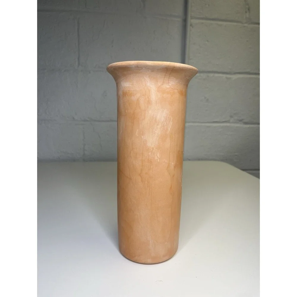 Rosenthal Netter Vintage Terracotta Flared Vase Hand Painted Flowers‎ Green